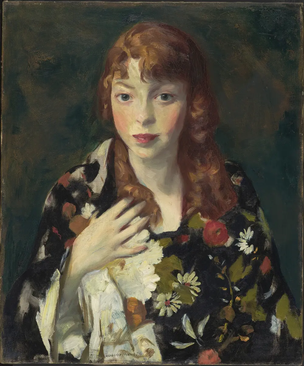 Edna Smith in a Japanese Wrap — Robert Henri (American, 1865-1929)