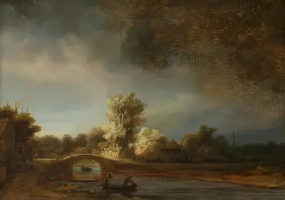 Landscape with Stone Bridge — Rembrandt van Rijn