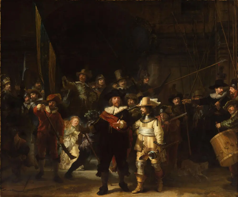 Officers and other civic guardsmen of District II in Amsterdam, under the command of Captain Frans Banninck Cocq and Lieutenant Willem van Ruytenburch, known as ‘The Night Watch’ — Rembrandt van Rijn