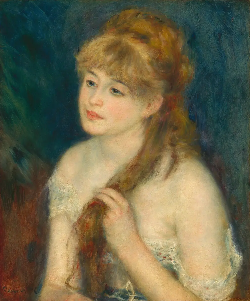 Young Woman Braiding Her Hair — Pierre-Auguste Renoir