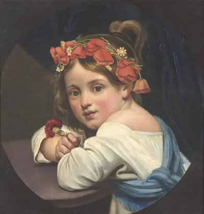 Girl with Poppy Garland and Carnation (Mariucca). — Kiprensky Orest Adamovich