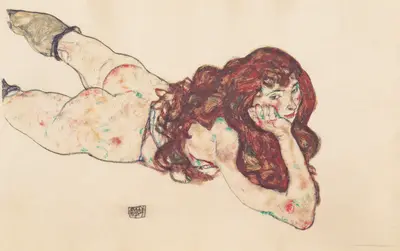 ‘Female reclining on her belly’