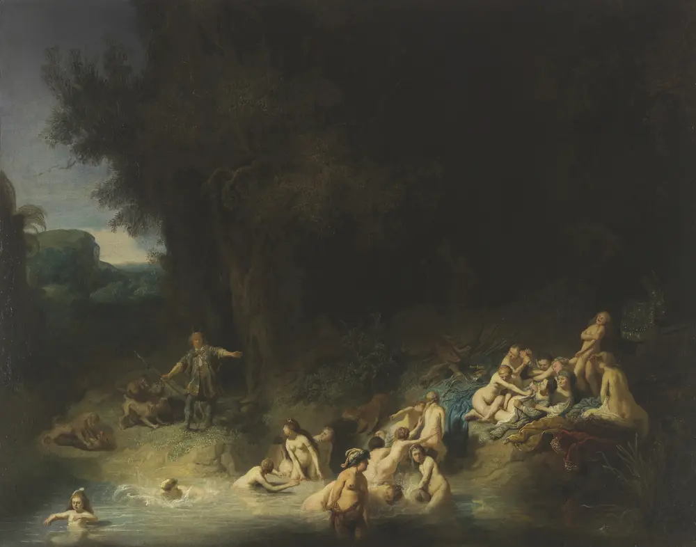 Diana Bathing with her Nymphs with Actaeon and Callisto — Rembrandt van Rijn