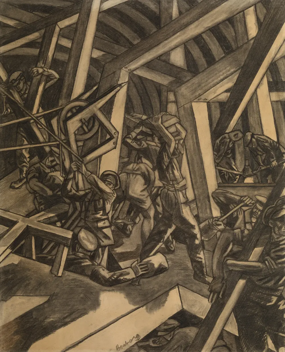 Sappers at work - Canadian Tunnelling Company, R14, St Eloi Art.IWMART2708 — David Bomberg
