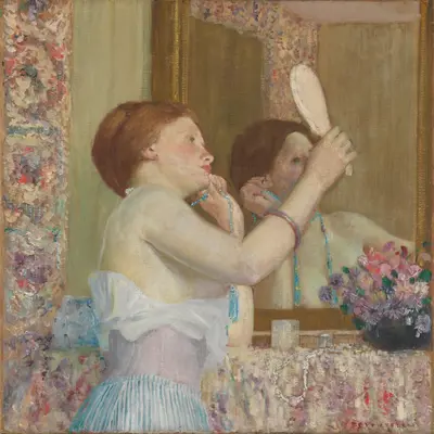 Woman with a Mirror (Femme qui se mire) — Frederick Carl Frieseke