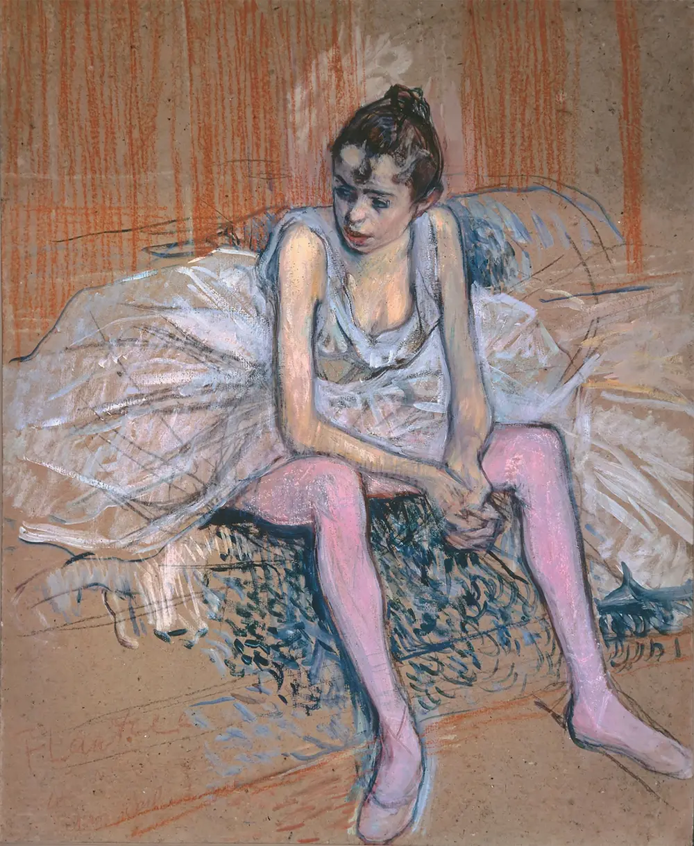 Danseuse assise aux bas roses — Henri de Toulouse-Lautrec
