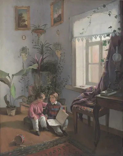 In the Room (Boys Looking through an Album with Pictures). — Khrutsky Ivan Fomich