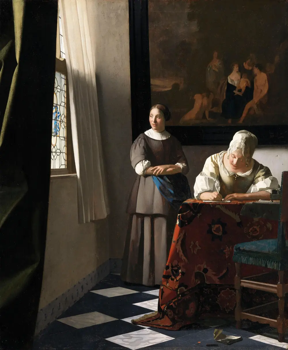 Lady Writing a Letter with her Maid — Johannes Vermeer