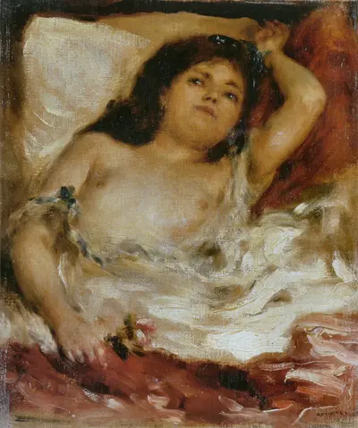 Femme demi-nue couchée : la rose