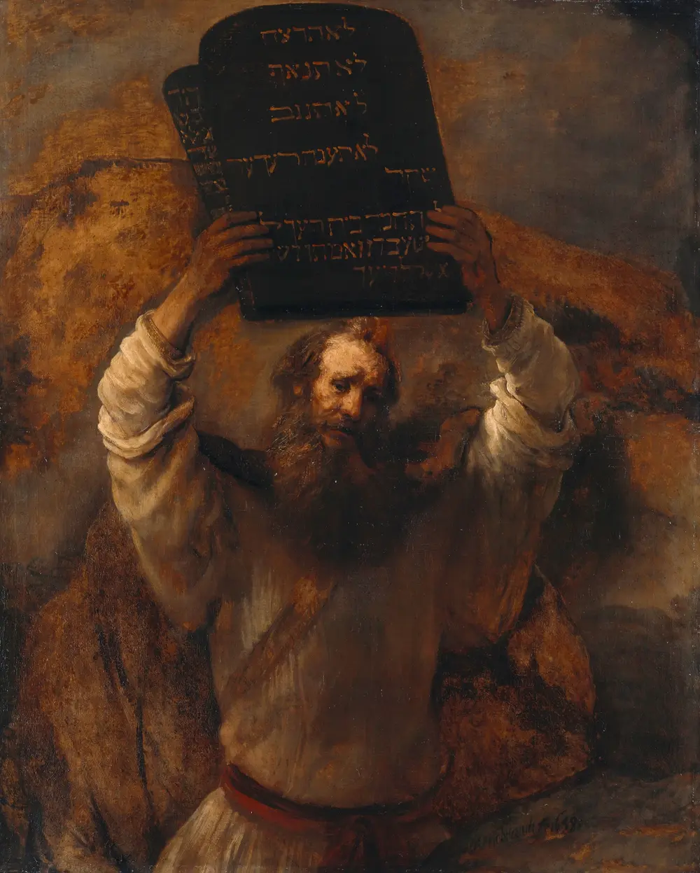 Moses Smashing the Tablets of the Law — Rembrandt van Rijn