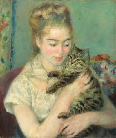 Woman with a Cat — Pierre-Auguste Renoir