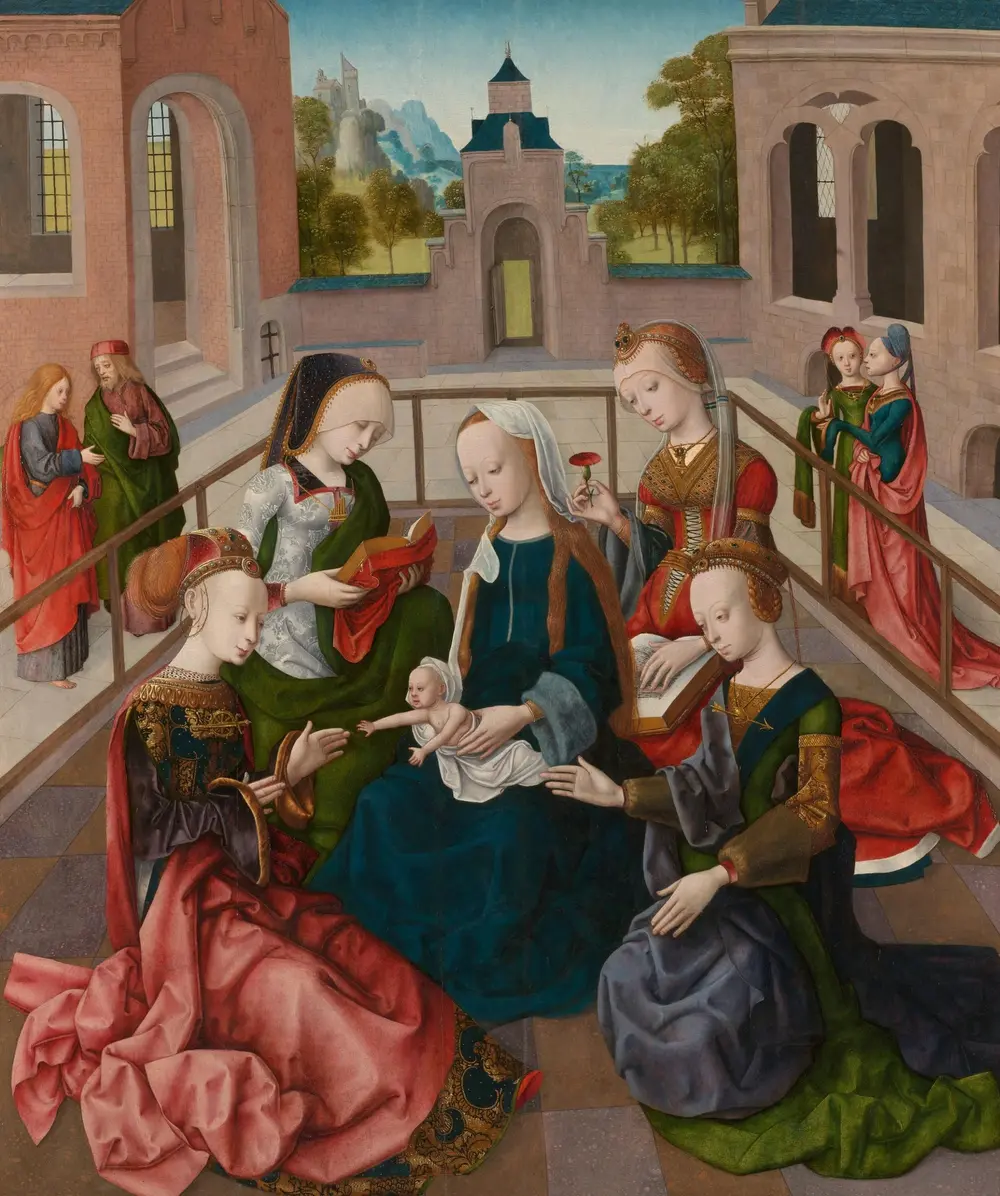 Maria met kind met de heiligen Catharina, Cecilia, Barbara en Ursula — Master of the Virgo inter Virgines
