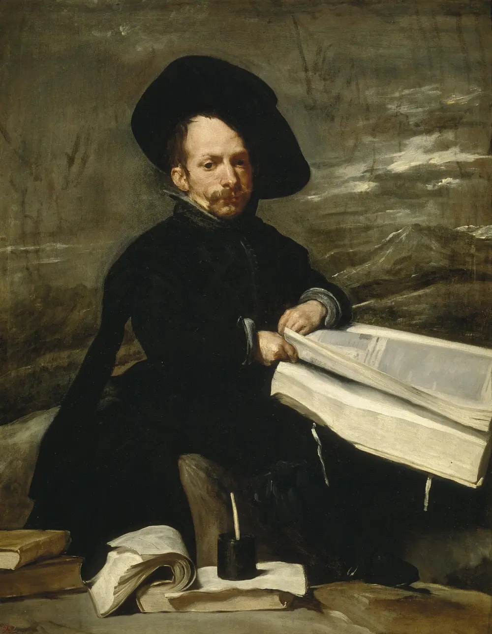 Buffoon with books, formerly known as portrait of "el Primo" — Diego Velázquez