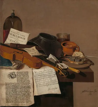 Still Life with a Copy of De Waere Mercurius — Anthonius Leemans