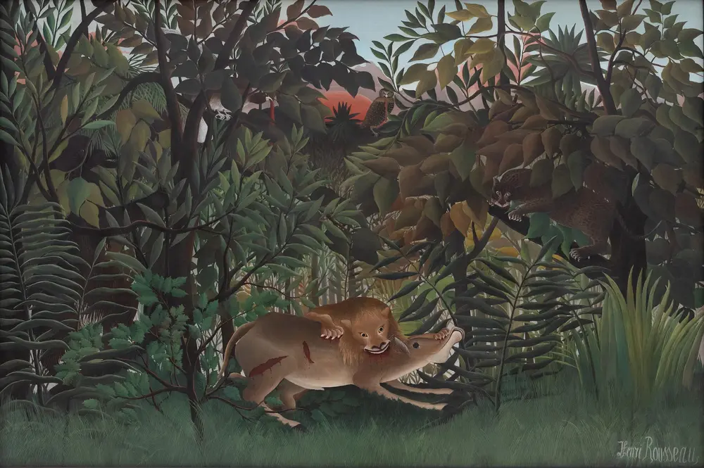 The Hungry Lion Throws Itself on the Antelope — Henri Rousseau